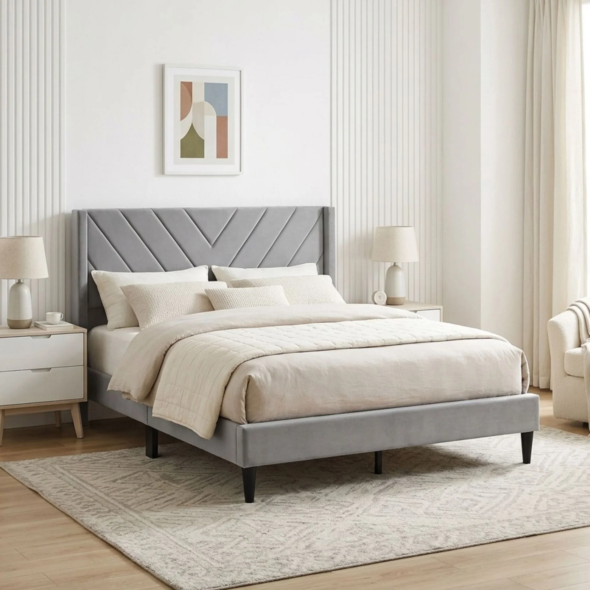 Haven Double Bed Frame - Grey - Image 4