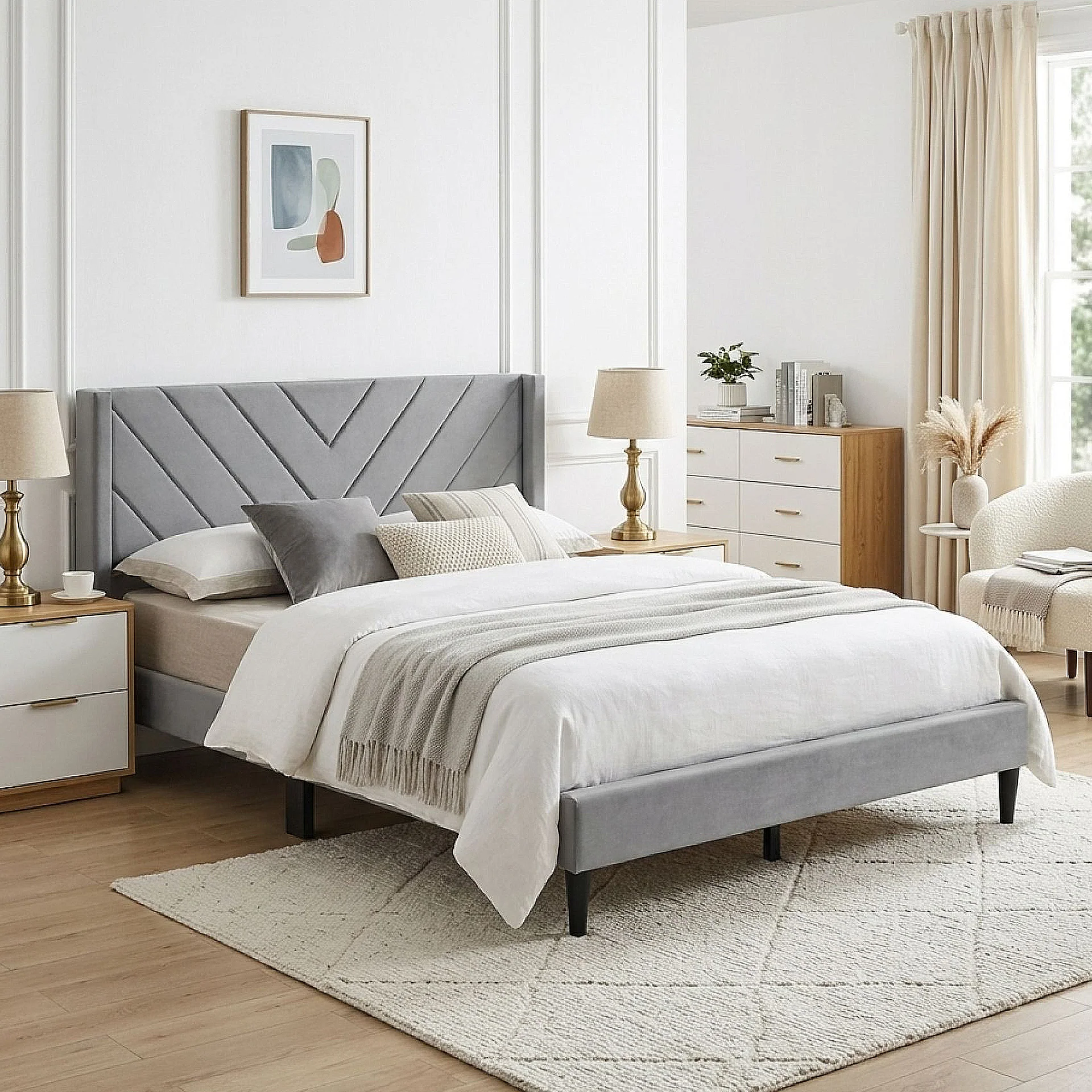 Haven Queen Bed Frame - Grey - Image 4