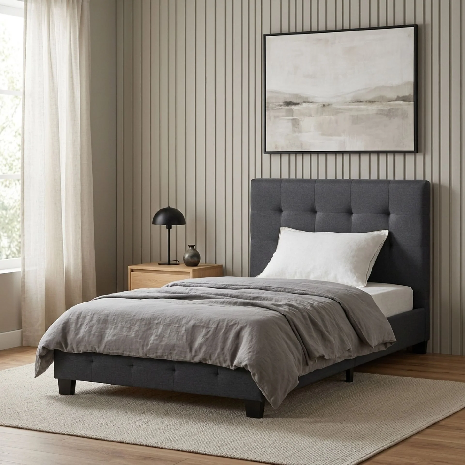 Ridge King Single Bed Frame - Dark Grey - Image 6