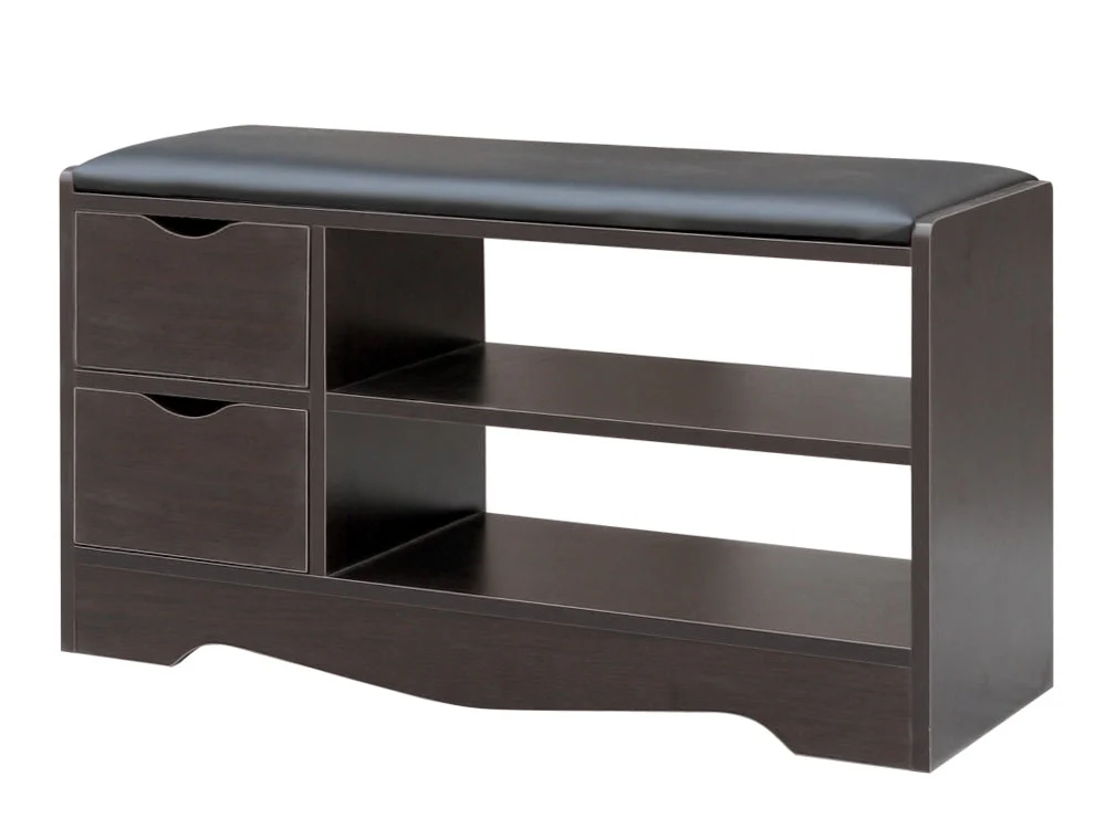 80CM 2 Drawer Shoe Rack Bench - BLACK WALNUT - Image 2