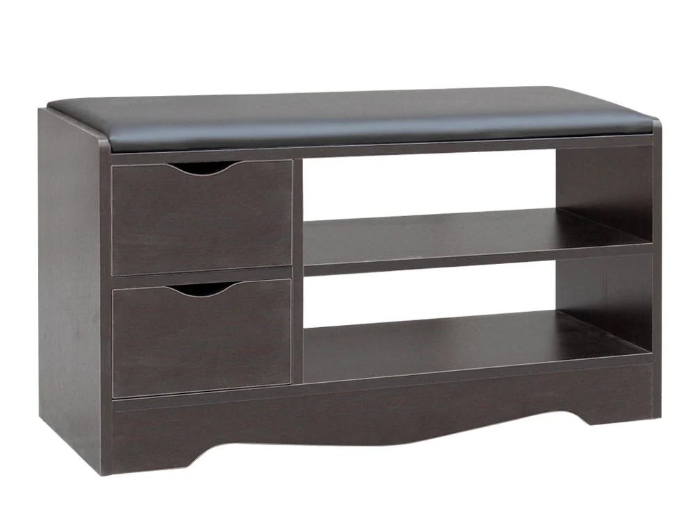 80CM 2 Drawer Shoe Rack Bench - BLACK WALNUT - Image 3