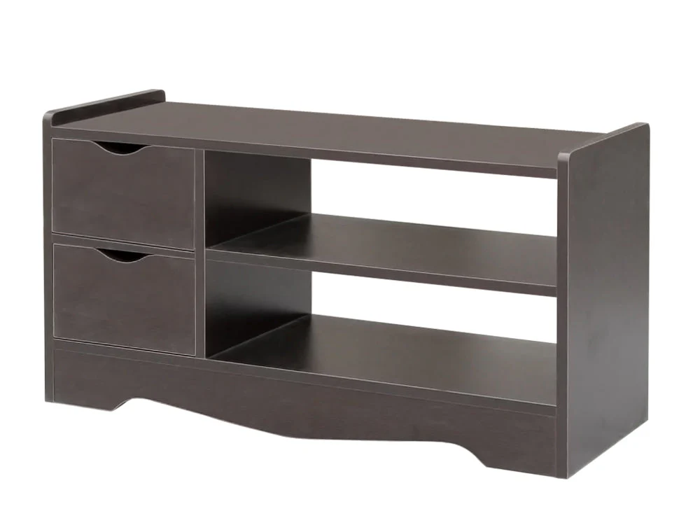 80CM 2 Drawer Shoe Rack Bench - BLACK WALNUT - Image 4