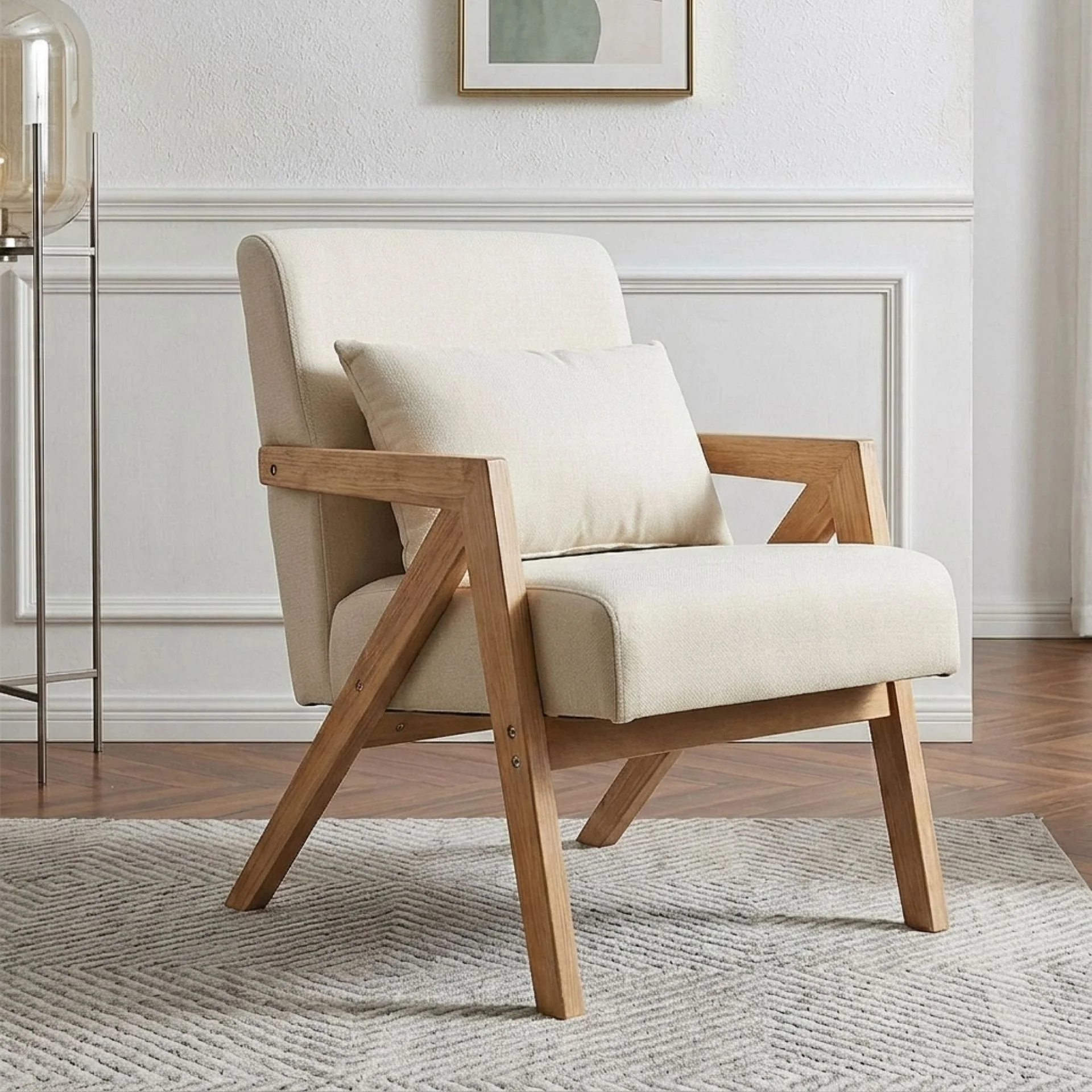 Aalto Velvet Armchair - Beige - Image 3
