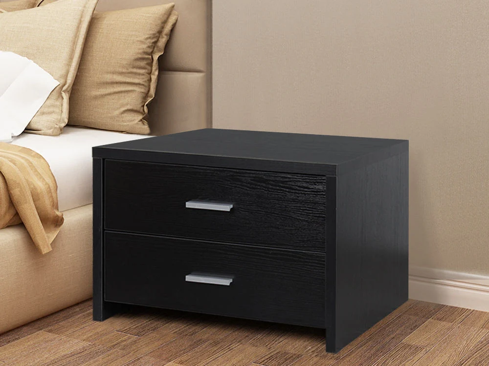 ABEL Bedside Table with 2 Drawer - BLACK - Image 2