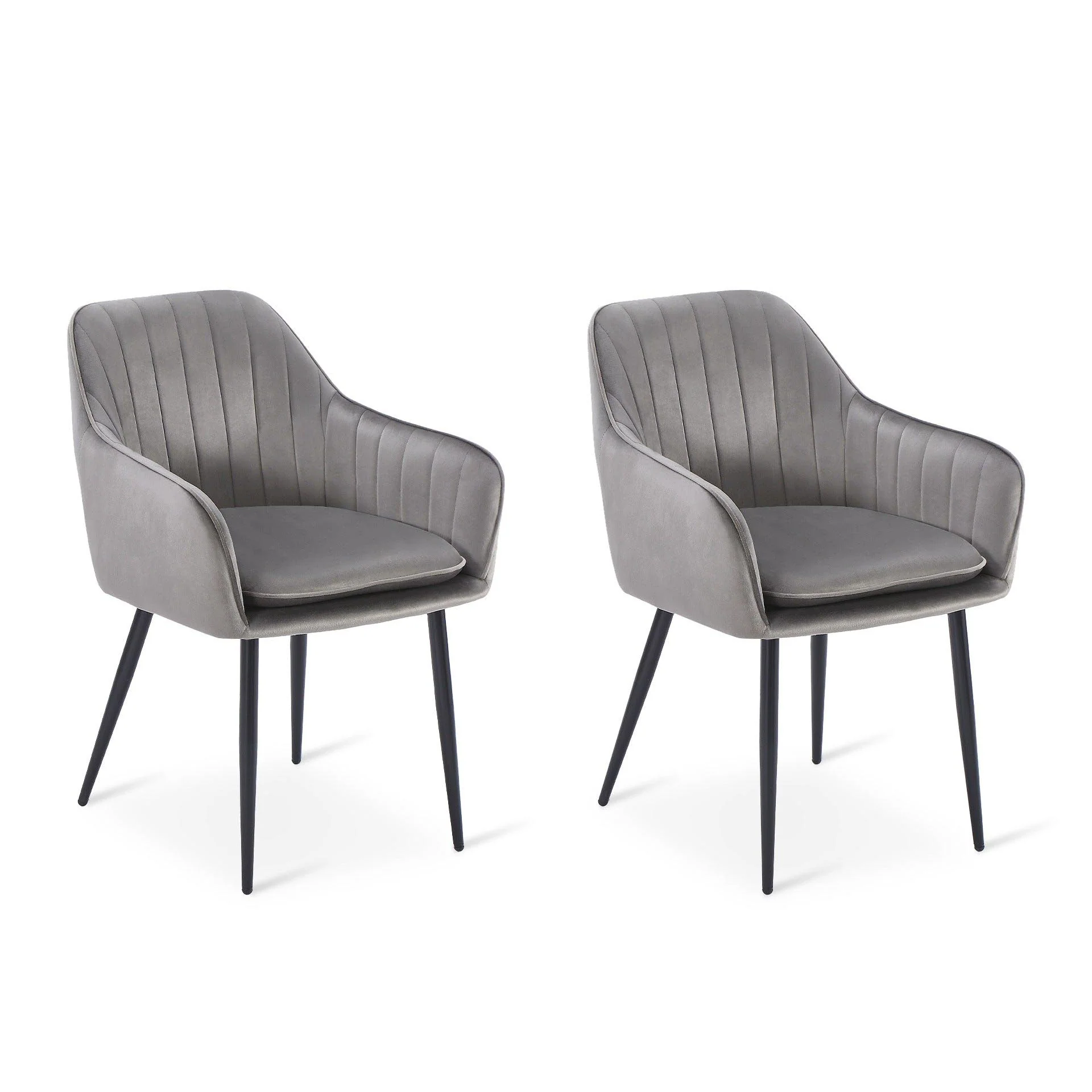 Adelaide Velvet Dining Chairs - Set of 2 - Light Grey - Image 4