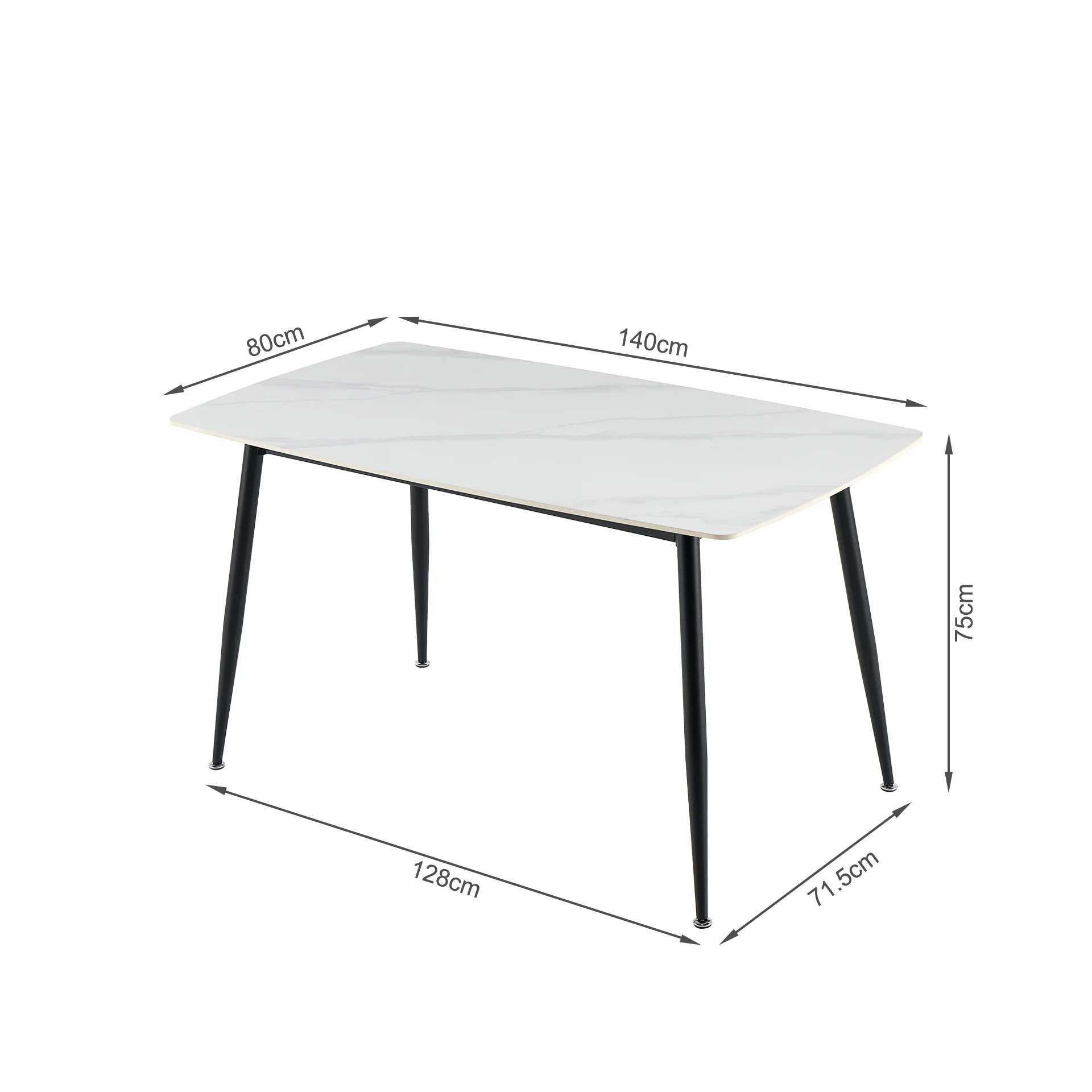 Adley Dining Table 140 x 80 x 75cm - White - Image 10