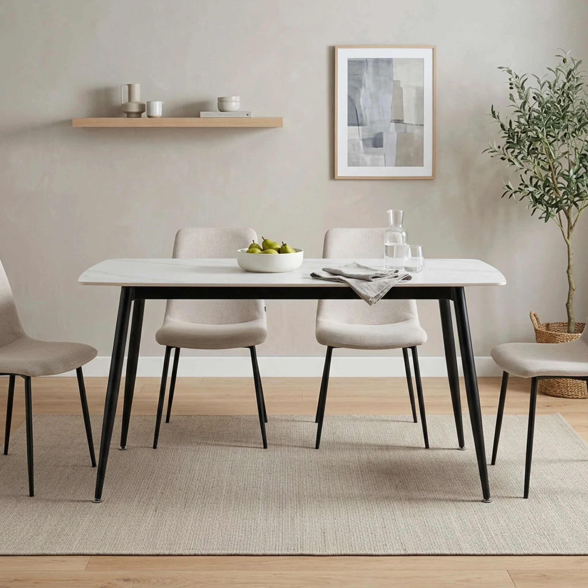 Adley Dining Table 140 x 80 x 75cm - White - Image 3
