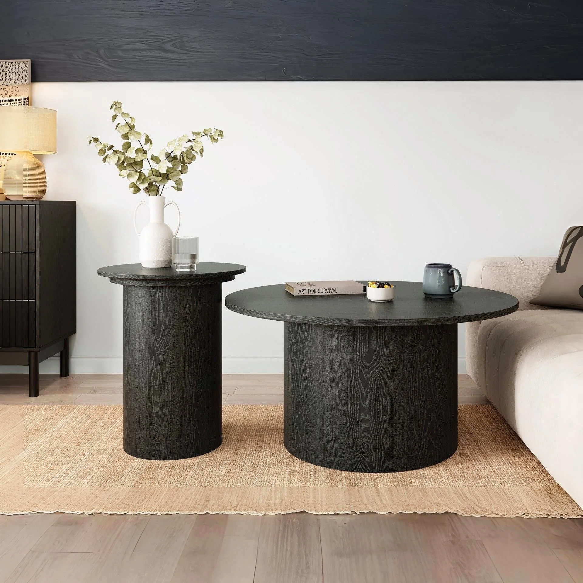 Adley Round Coffee Table 90cm - Black - Image 4