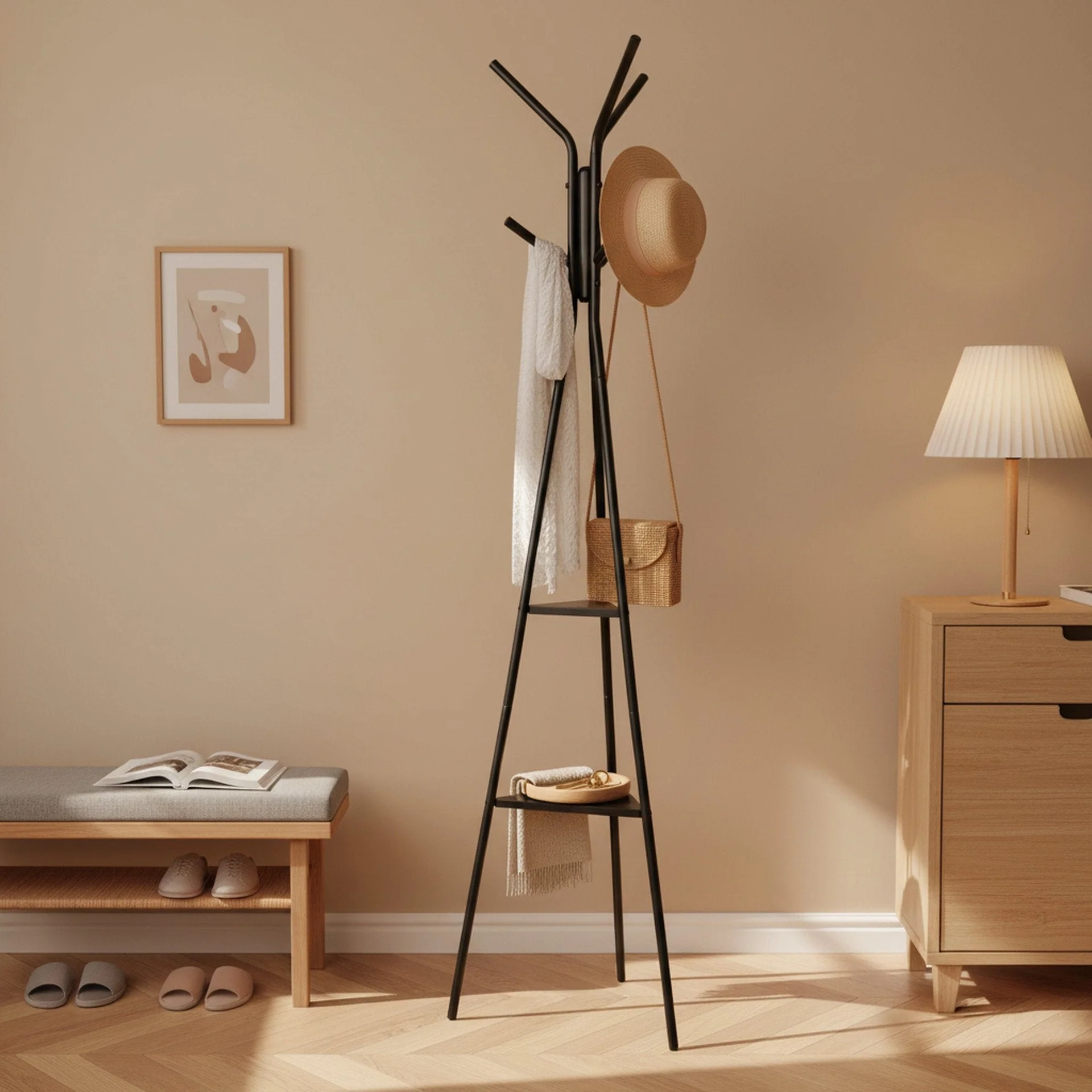 Aero Coat Rack with Storage Shelves - Black - Image 4
