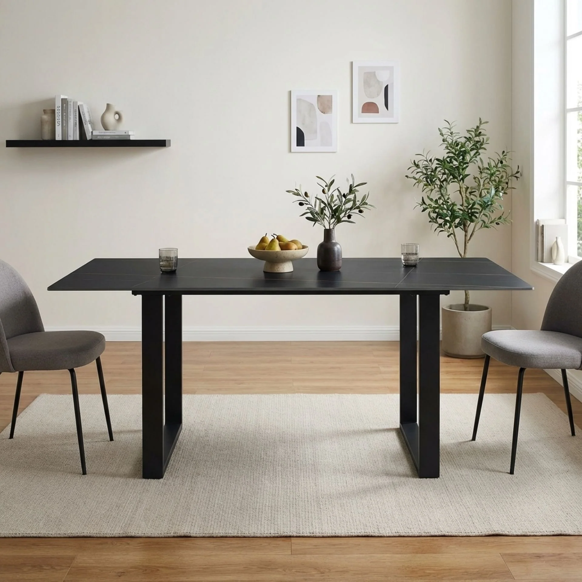 Ceramic Dining Table 180 x 90cm - Golden Black - Image 4