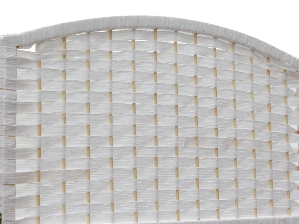 AKAROA 1.8M Rattan Room Divider Screen 4 Panels - WHITE - Image 2