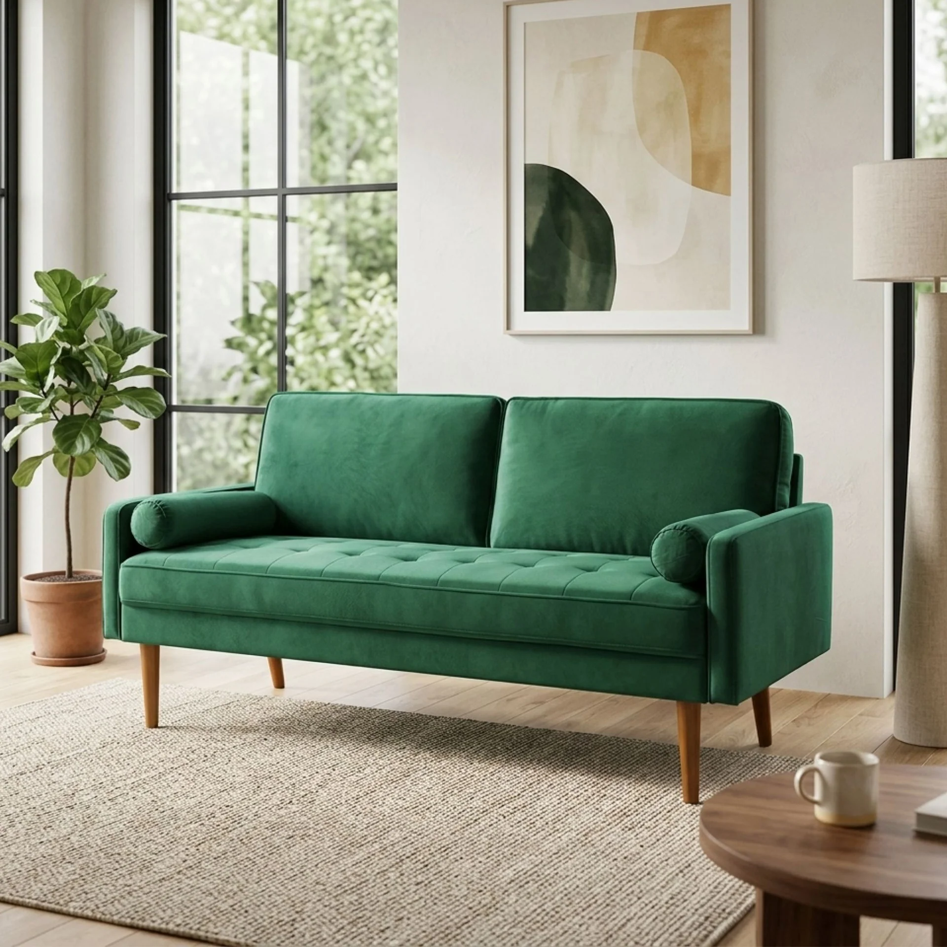 Alaina Velvet 3 Seater Sofa - Green - Image 3