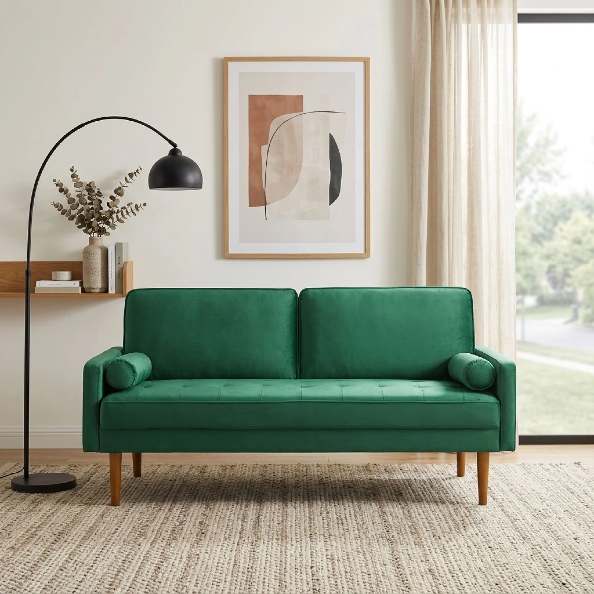 Alaina Velvet 3 Seater Sofa - Green - Image 6