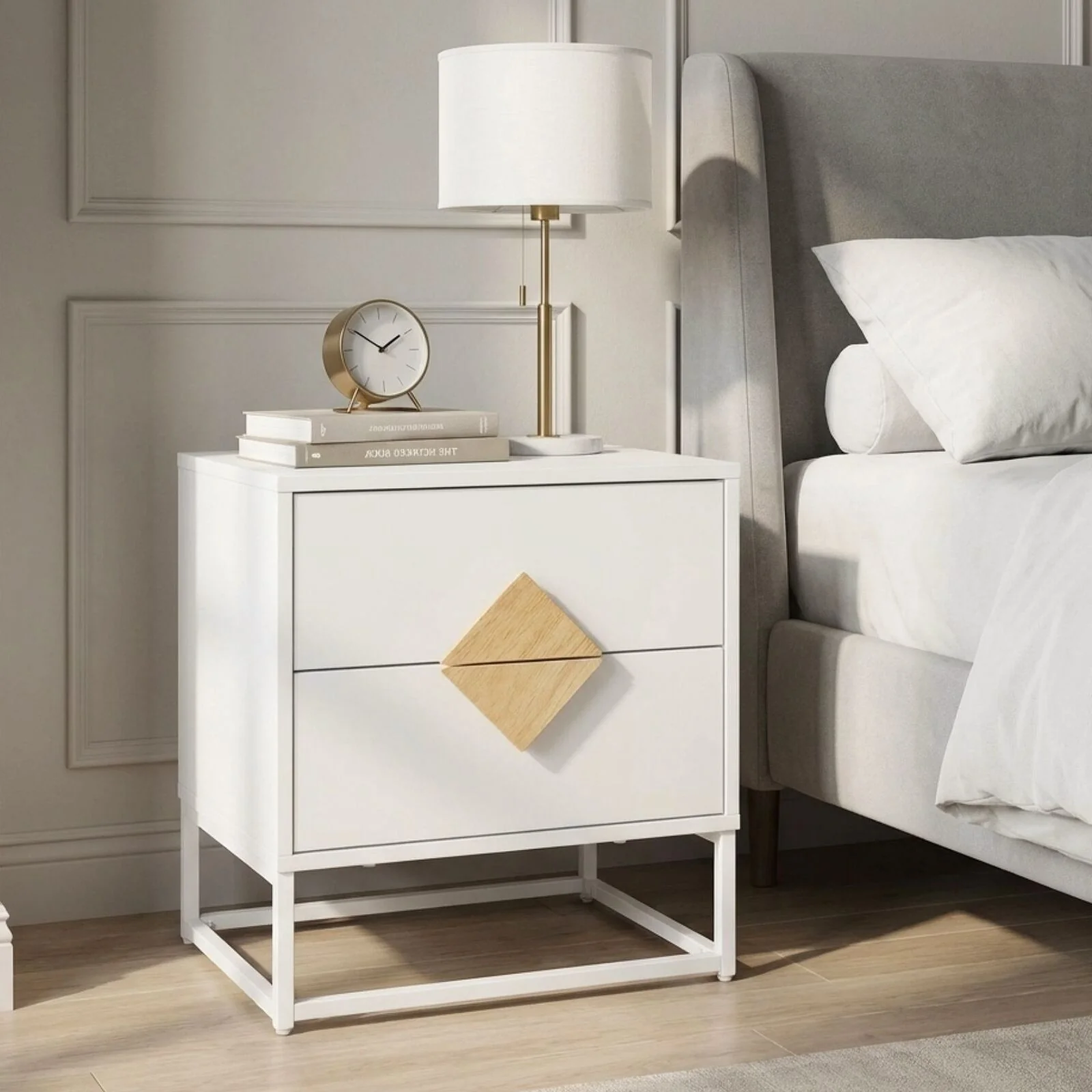 Alaska Wooden Bedside Table - White - Image 3
