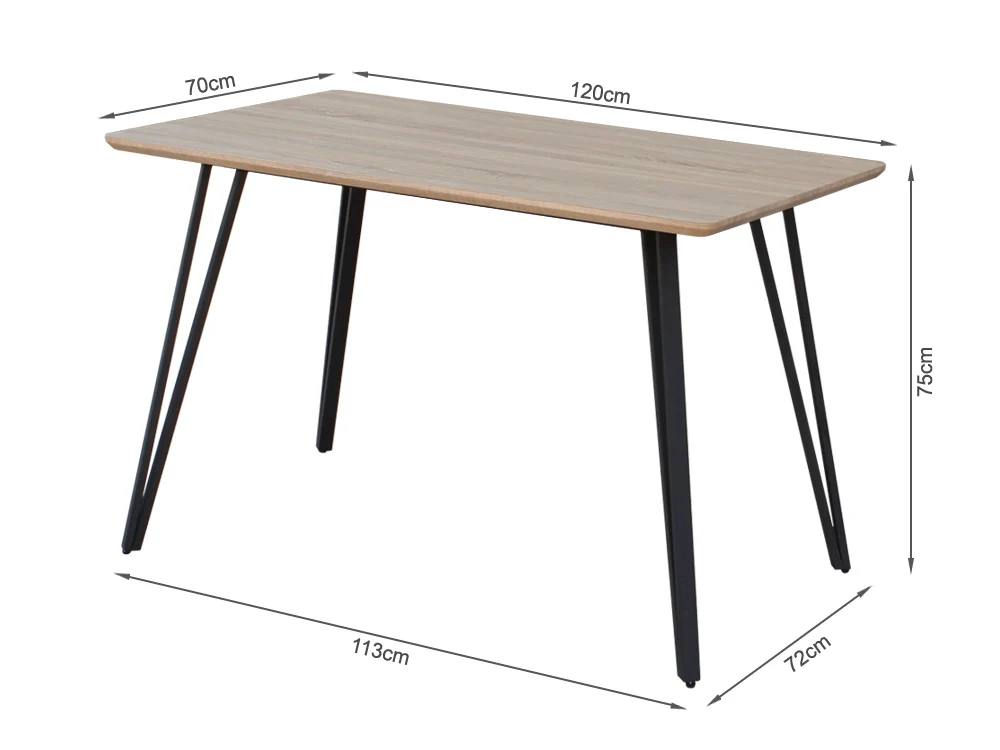 ALLIE Dining Table Rectangle 120x70cm - OAK - Image 6