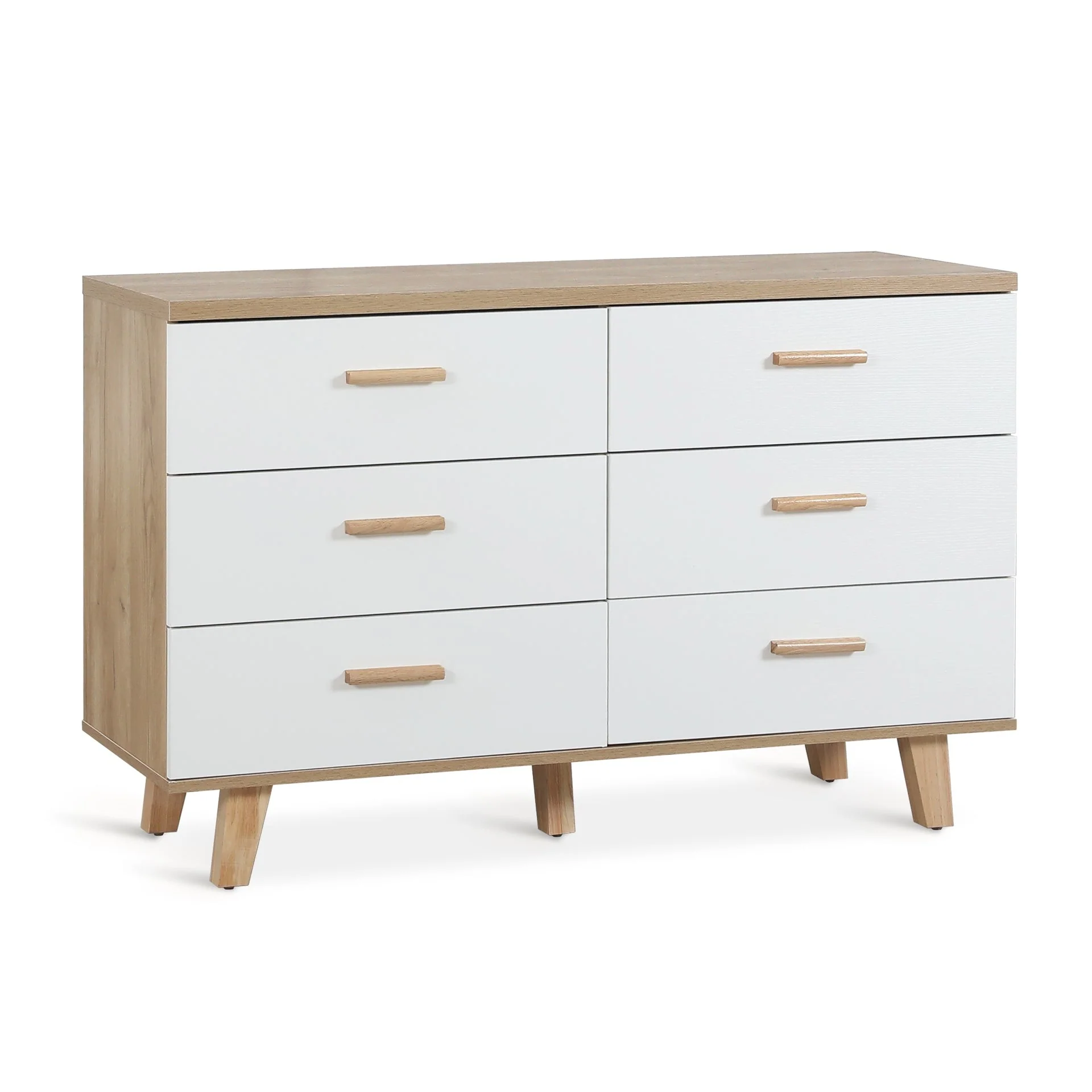 Alton Low Boy 6 Drawers - Natural + White - Image 5