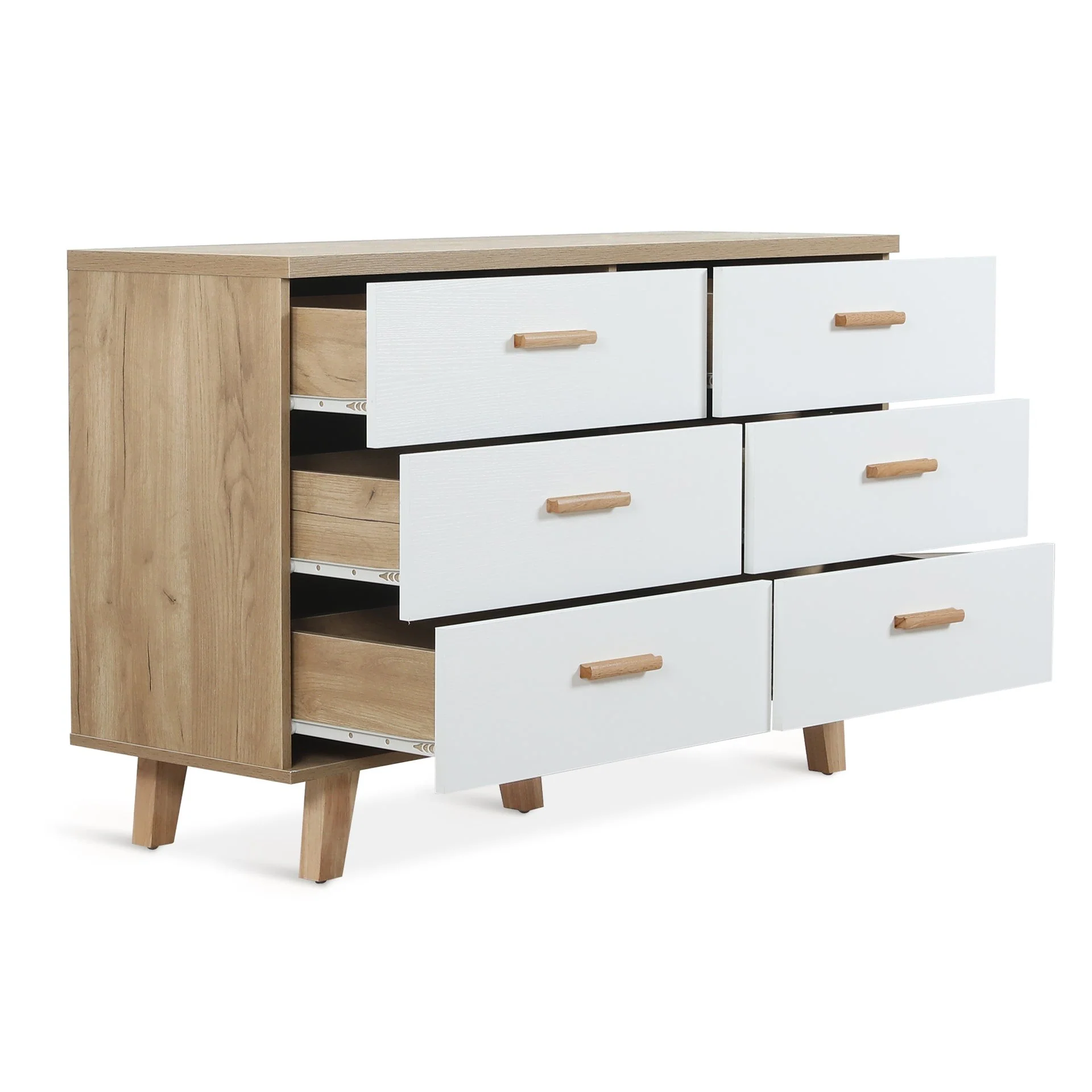 Alton Low Boy 6 Drawers - Natural + White - Image 7