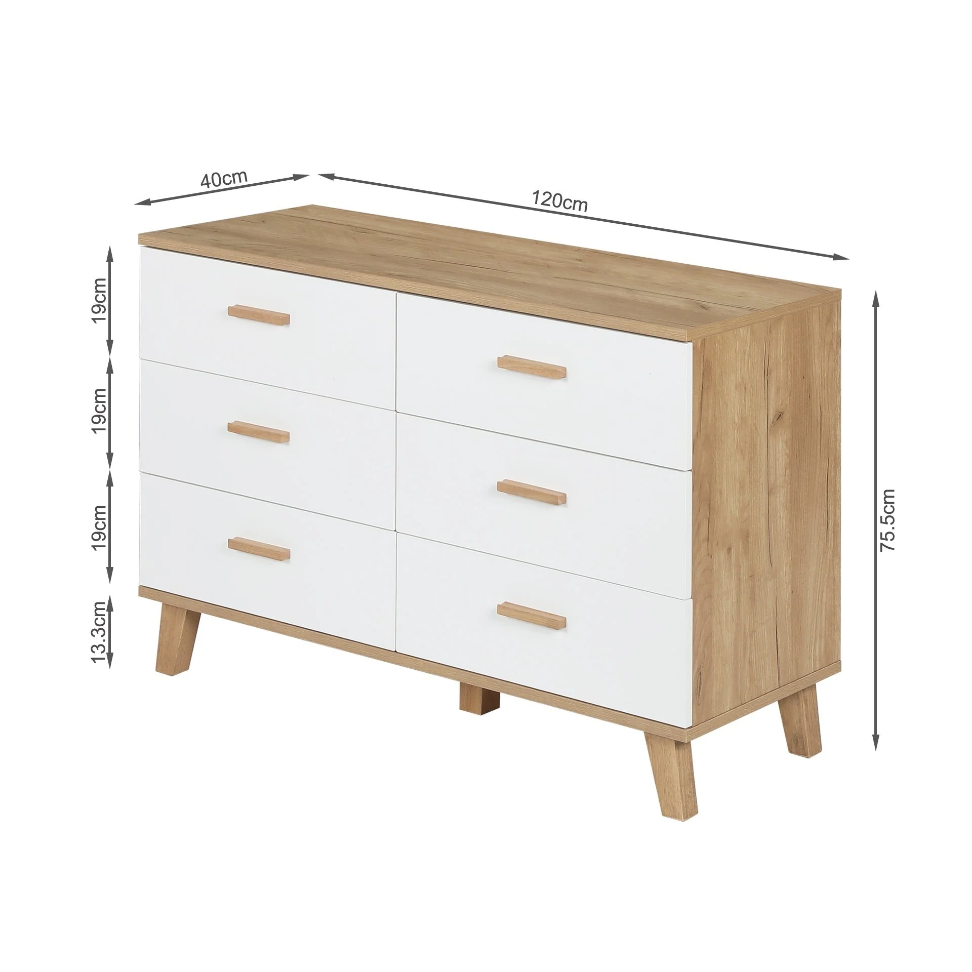Alton Low Boy 6 Drawers - Natural + White - Image 8