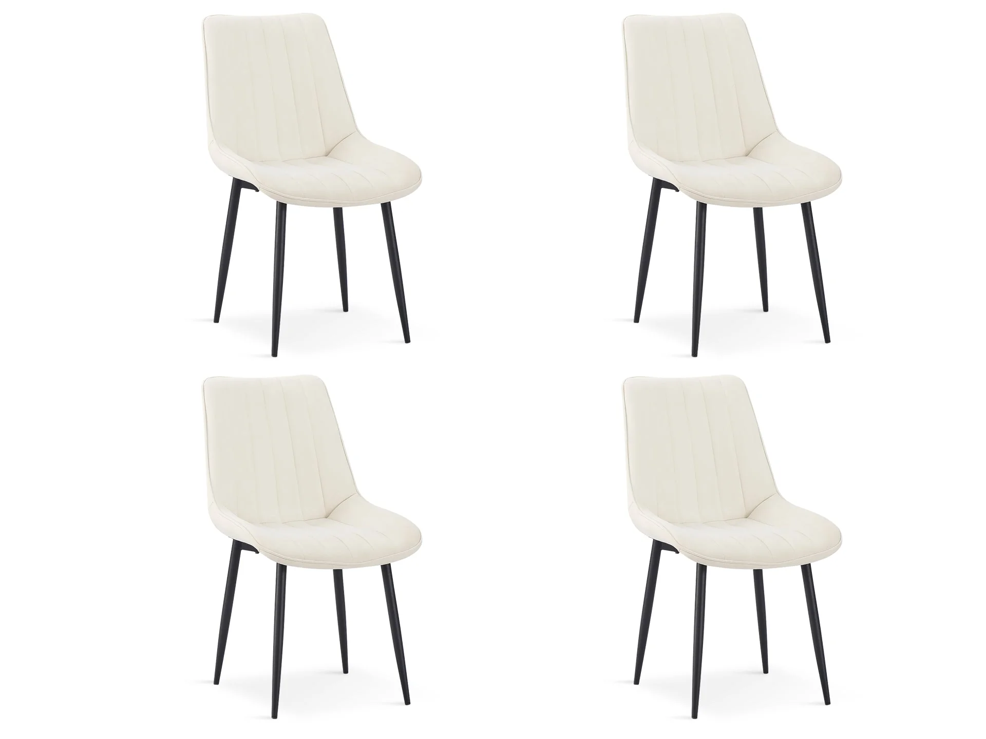 Amaia Dining Chair - Set of 4 - Beige + Black - Image 4