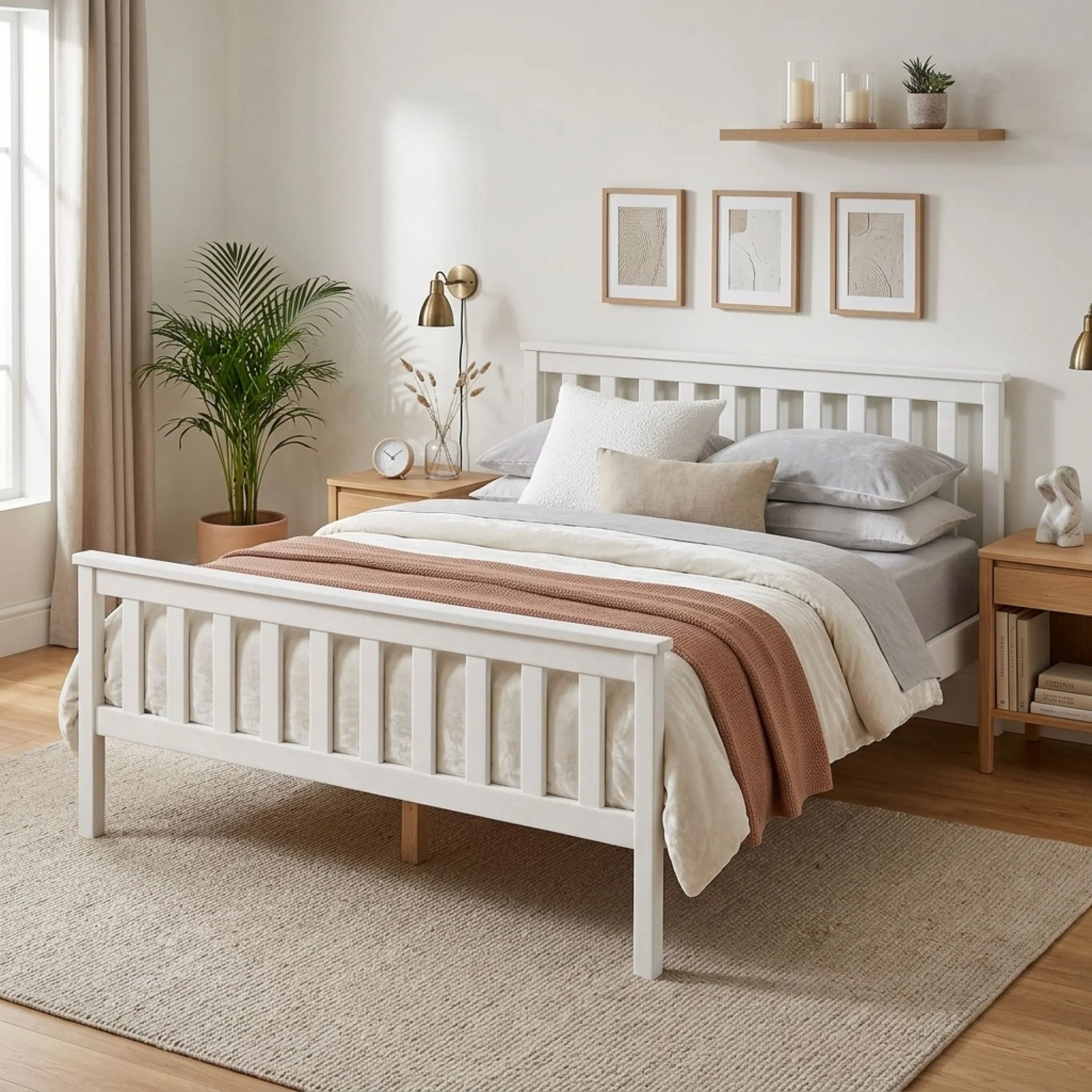 Andes Double Wooden Bed Frame - White - Image 4