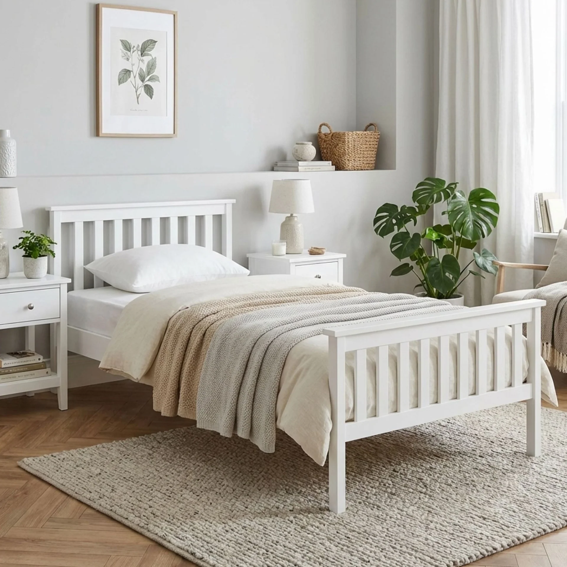 Andes King Single Wooden Bed Frame - White - Image 3