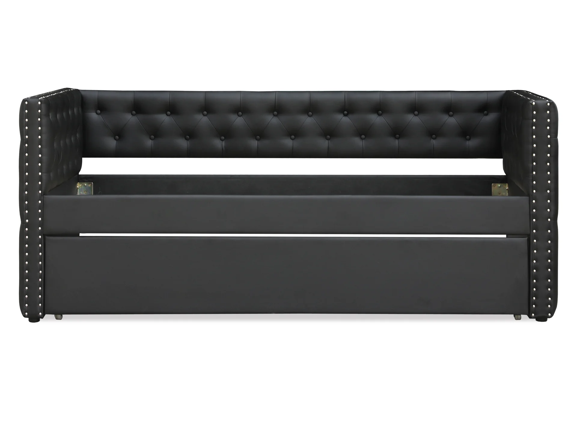Anzer Single Pu Trundle Bed - Black - Image 3