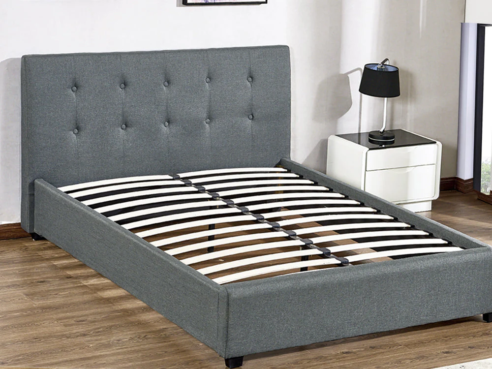 AORAKI Fabric Slat Bed with Headboard - DOUBLE - Image 2
