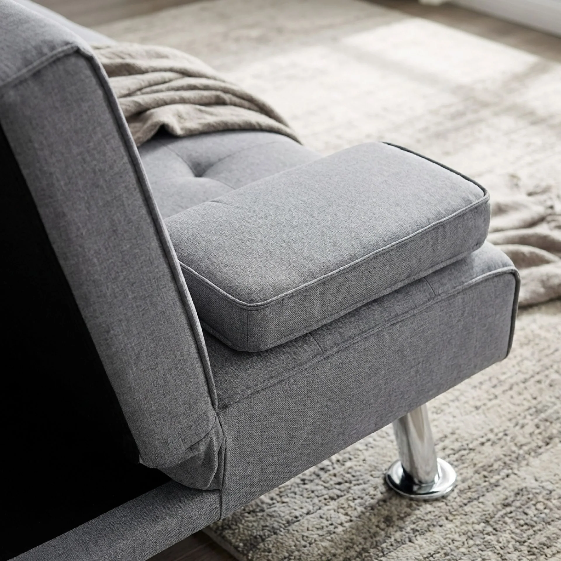 Arleth 3 Seater Sofa Bed - Light Grey - Image 6