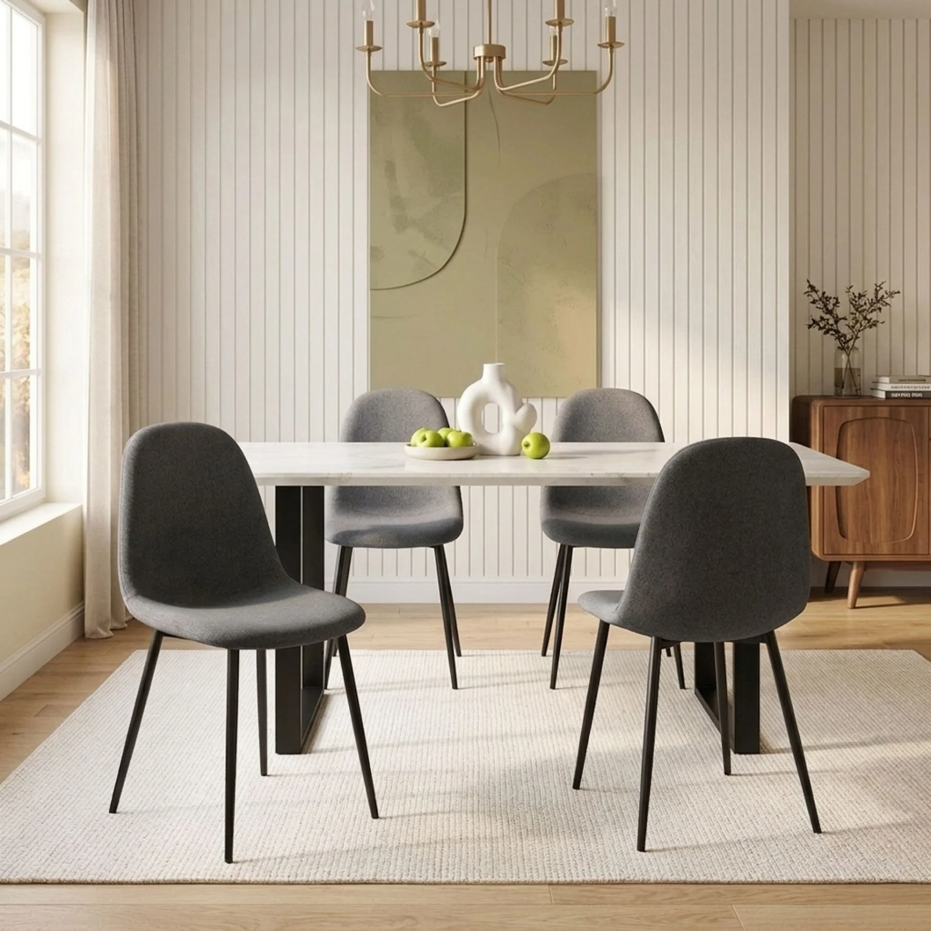 Arlo Linen Dining Chair - Set of 4 - Dark Grey - Image 3