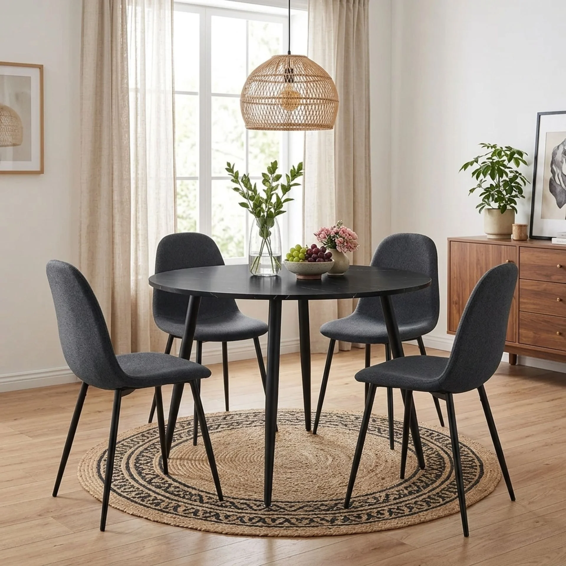 Arlo Linen Dining Chair - Set of 4 - Dark Grey - Image 5