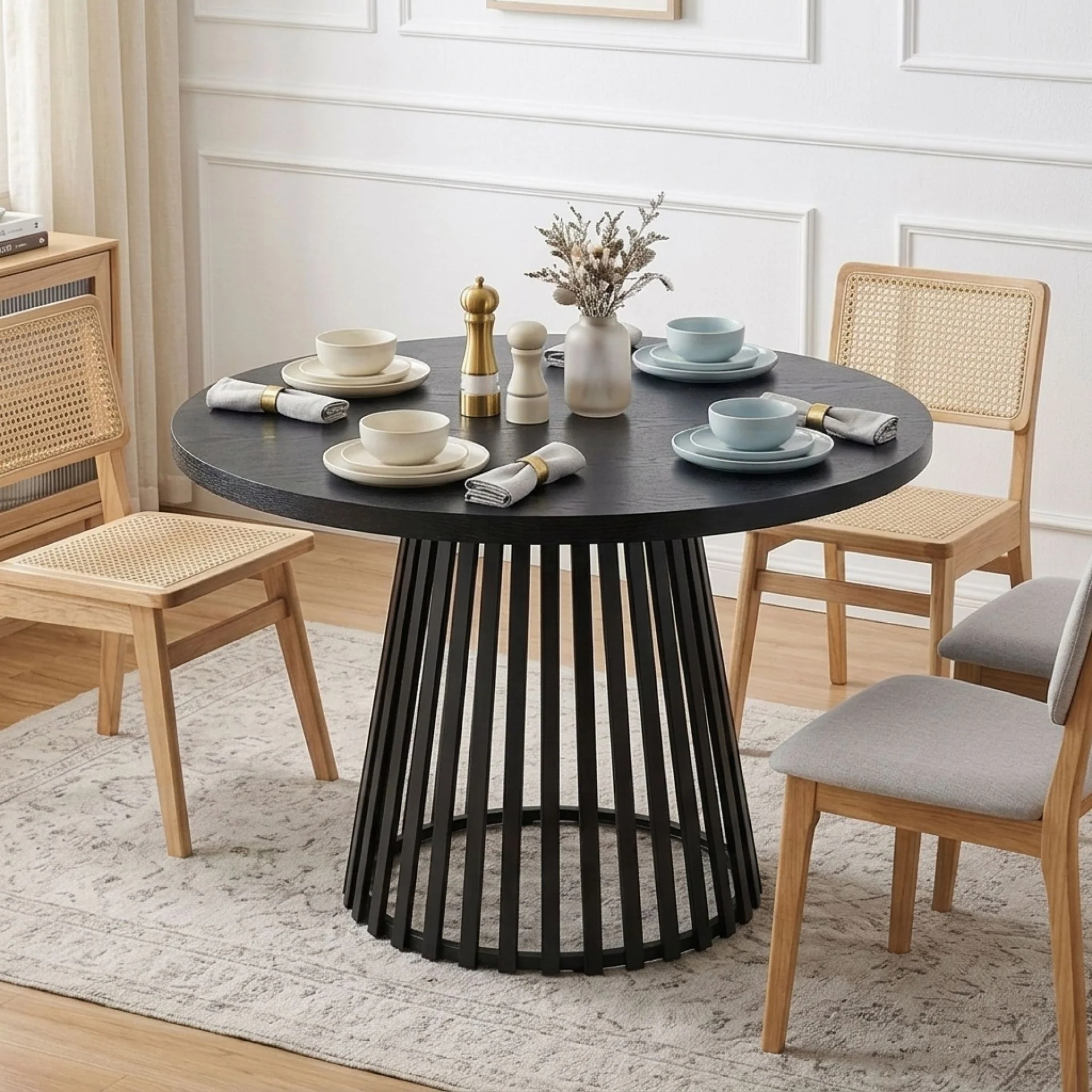 Arluna Round Dining Table 100x75cm - Black - Image 2