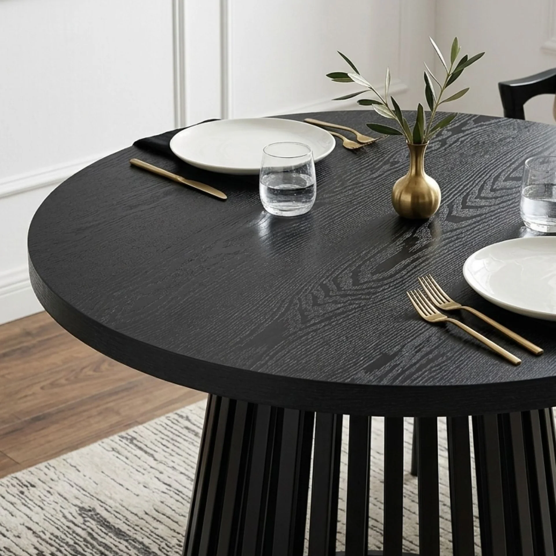 Arluna Round Dining Table 100x75cm - Black - Image 5