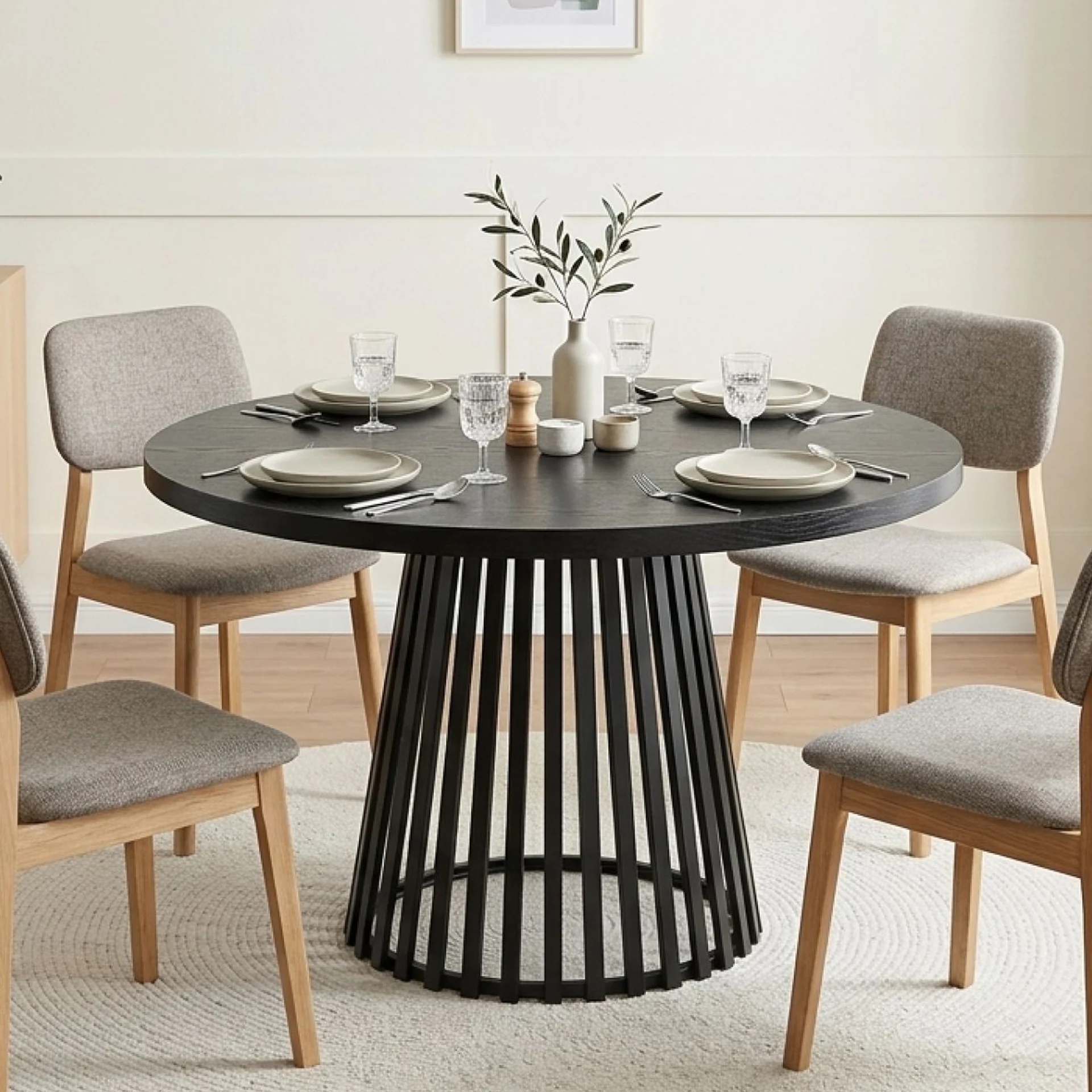 Arluna Round Dining Table 120x75cm - Black - Image 4