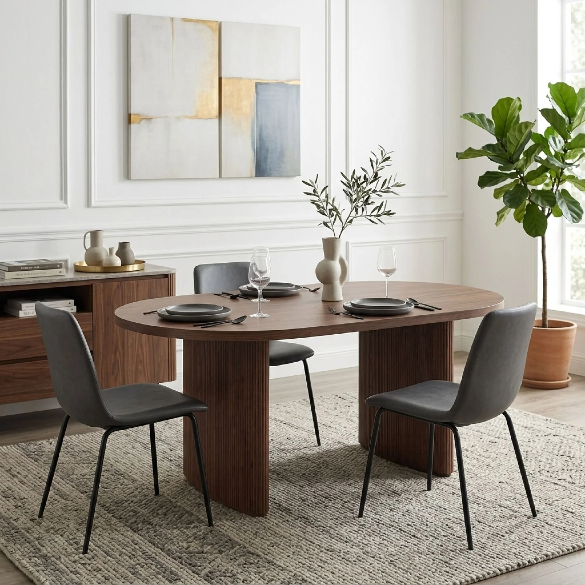 Arvola Rectangle Dining Table 180x95cm - Walnut