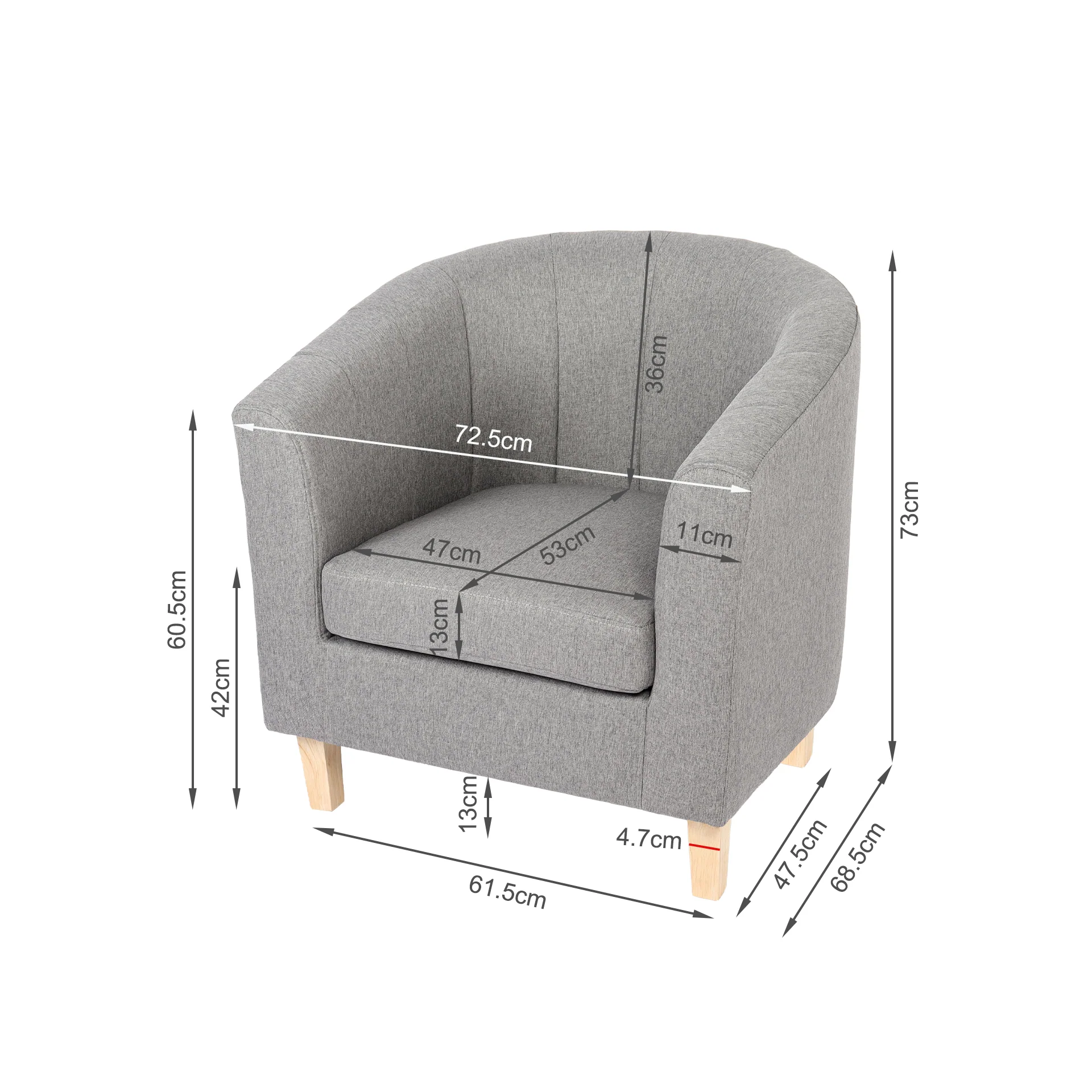 Ash High-Back Linen Armchair - Light Grey - Image 14