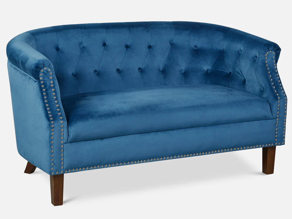 ASTANA 2 Seater Velvet Sofa - BLUE - Image 2