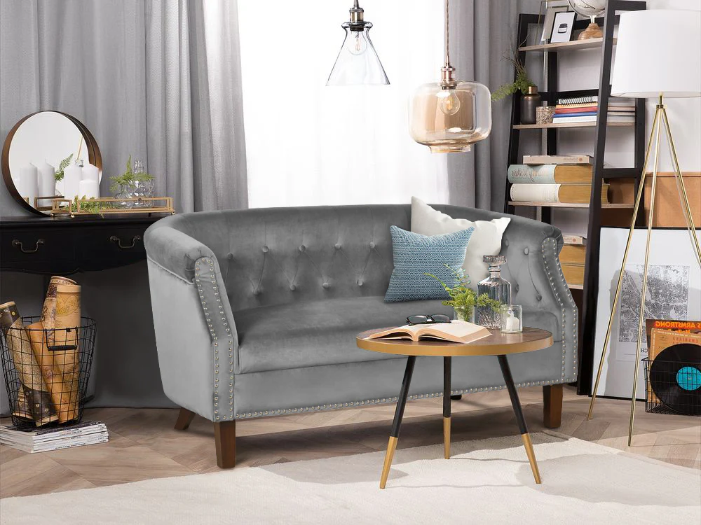 ASTANA 2 Seater Velvet Sofa - GREY