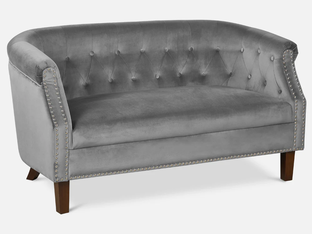 ASTANA 2 Seater Velvet Sofa - GREY - Image 2