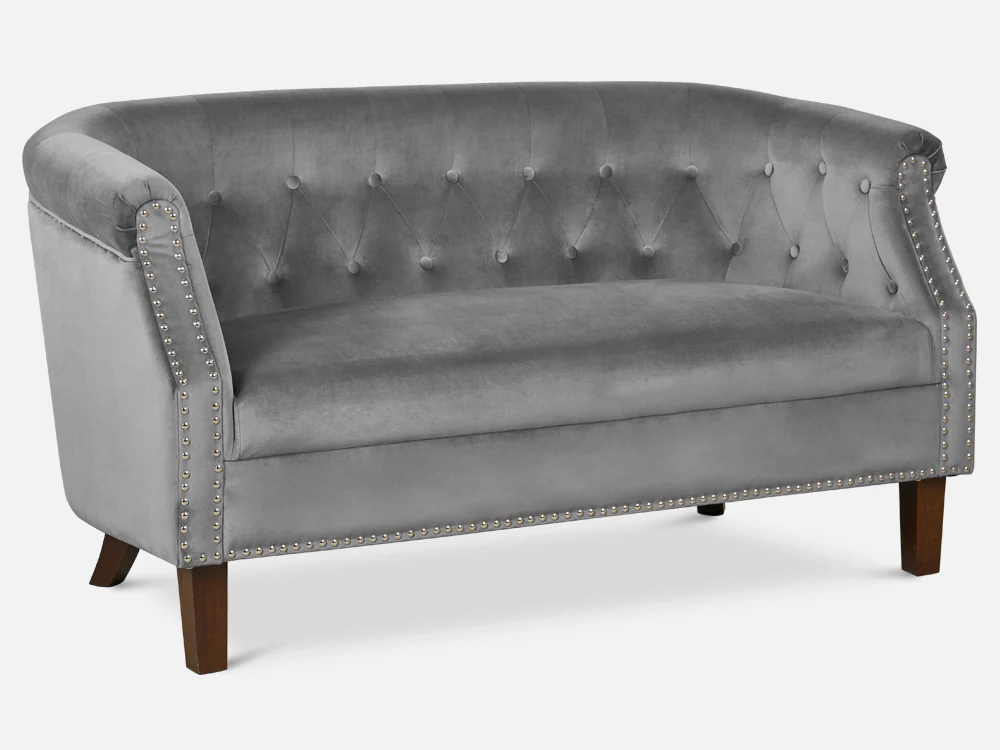 ASTANA 2 Seater Velvet Sofa - GREY - Image 3