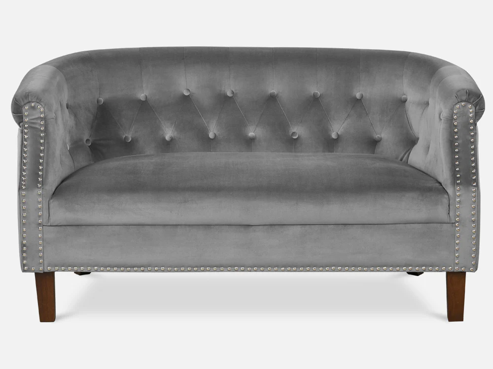 ASTANA 2 Seater Velvet Sofa - GREY - Image 4