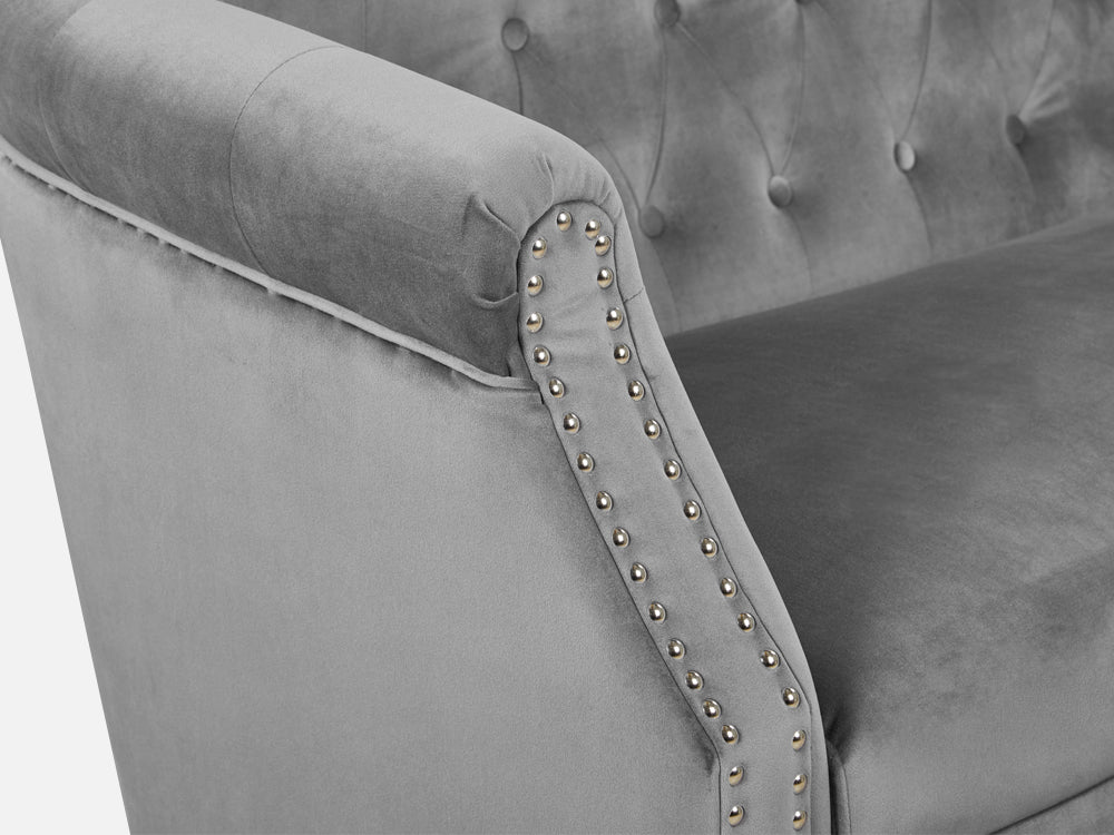 ASTANA 2 Seater Velvet Sofa - GREY - Image 7