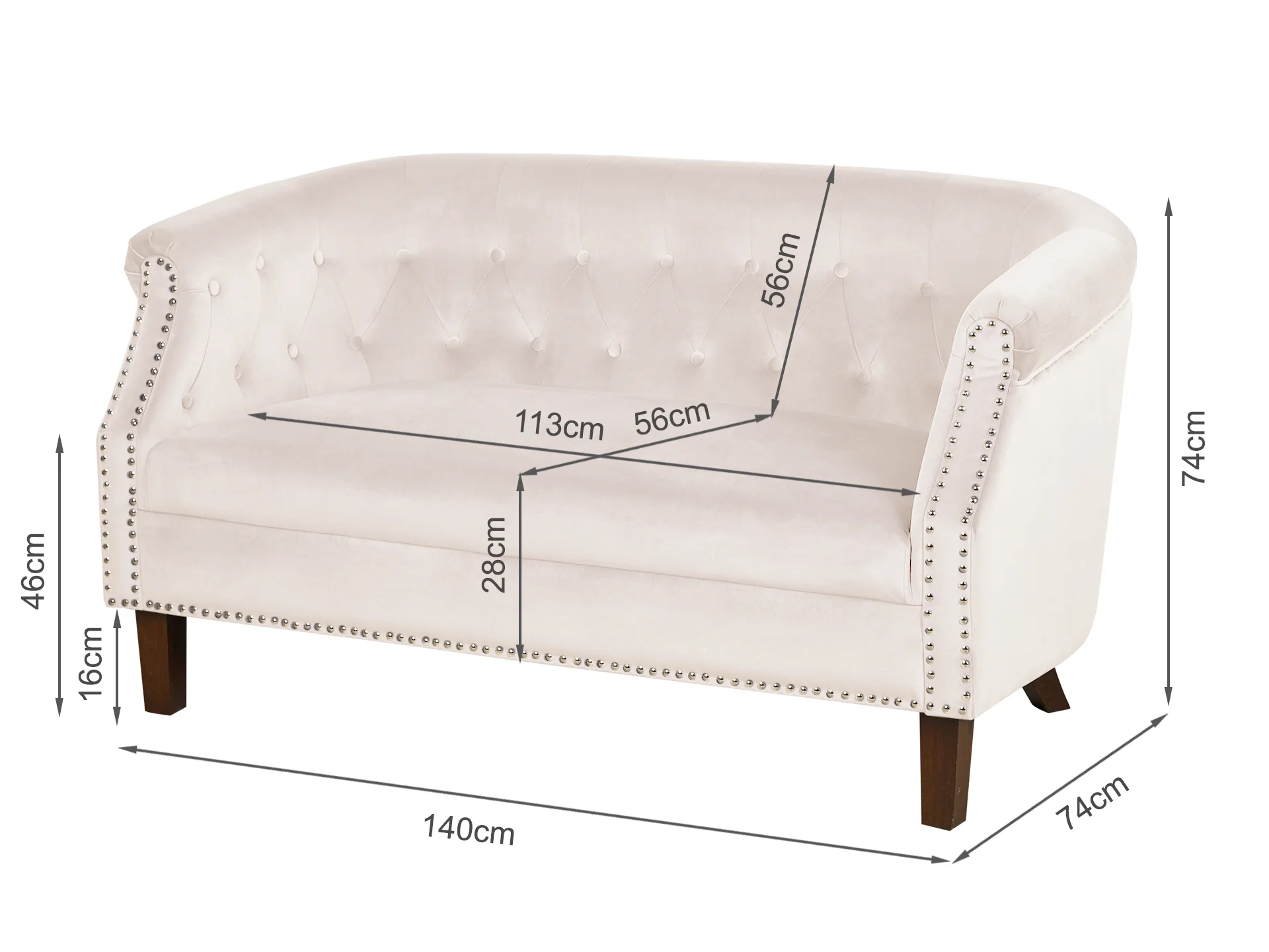 ASTANA 2 Seater Velvet Sofa - PINK - Image 8