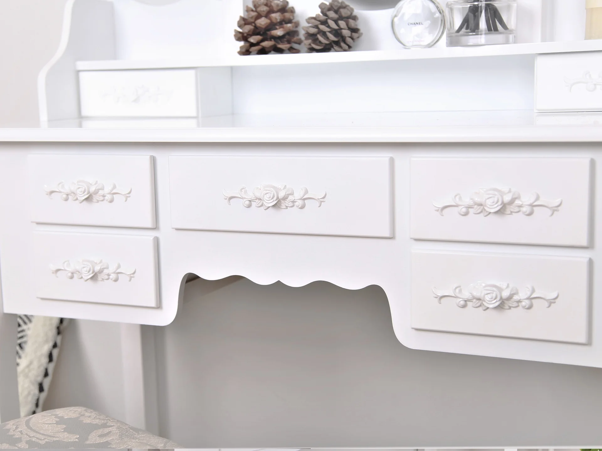 ASTILBE 7 Drawers Dressing Table with Folding Mirror Set 2PCS - Image 3