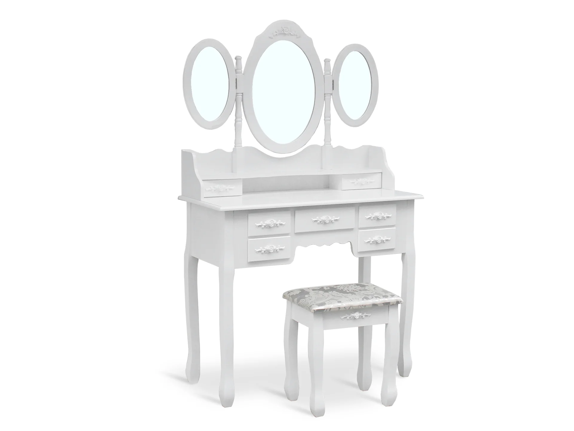 ASTILBE 7 Drawers Dressing Table with Folding Mirror Set 2PCS - Image 5