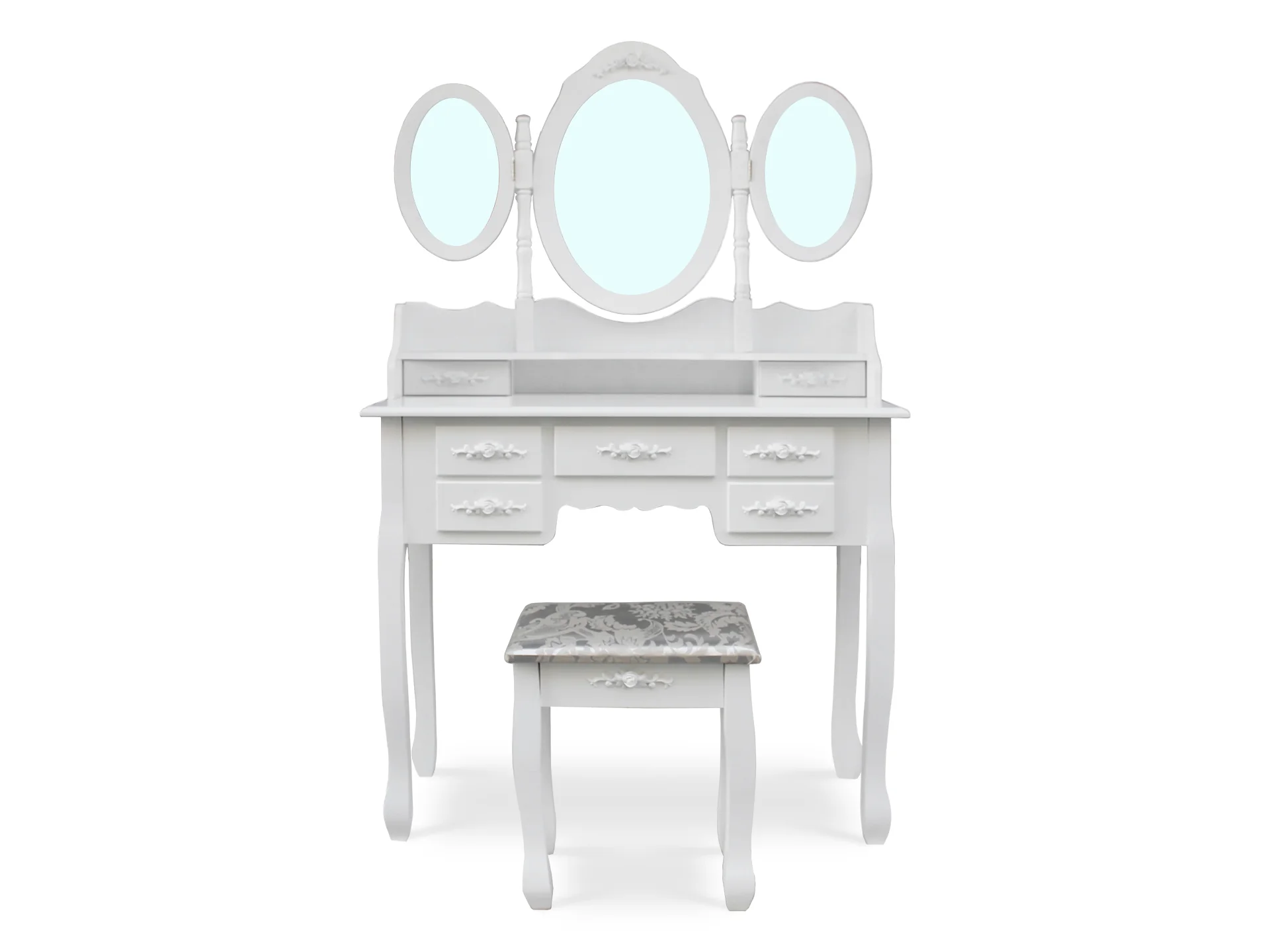 ASTILBE 7 Drawers Dressing Table with Folding Mirror Set 2PCS - Image 6