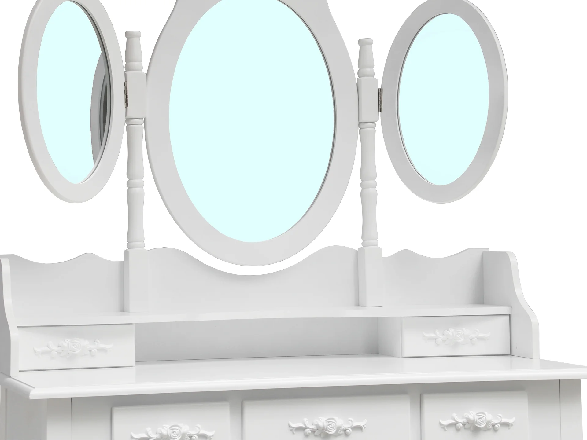 ASTILBE 7 Drawers Dressing Table with Folding Mirror Set 2PCS - Image 7
