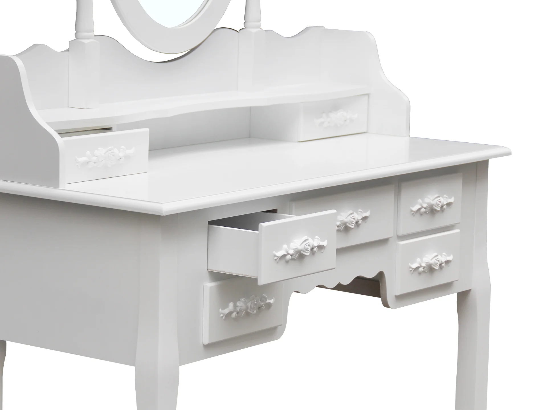 ASTILBE 7 Drawers Dressing Table with Folding Mirror Set 2PCS - Image 9