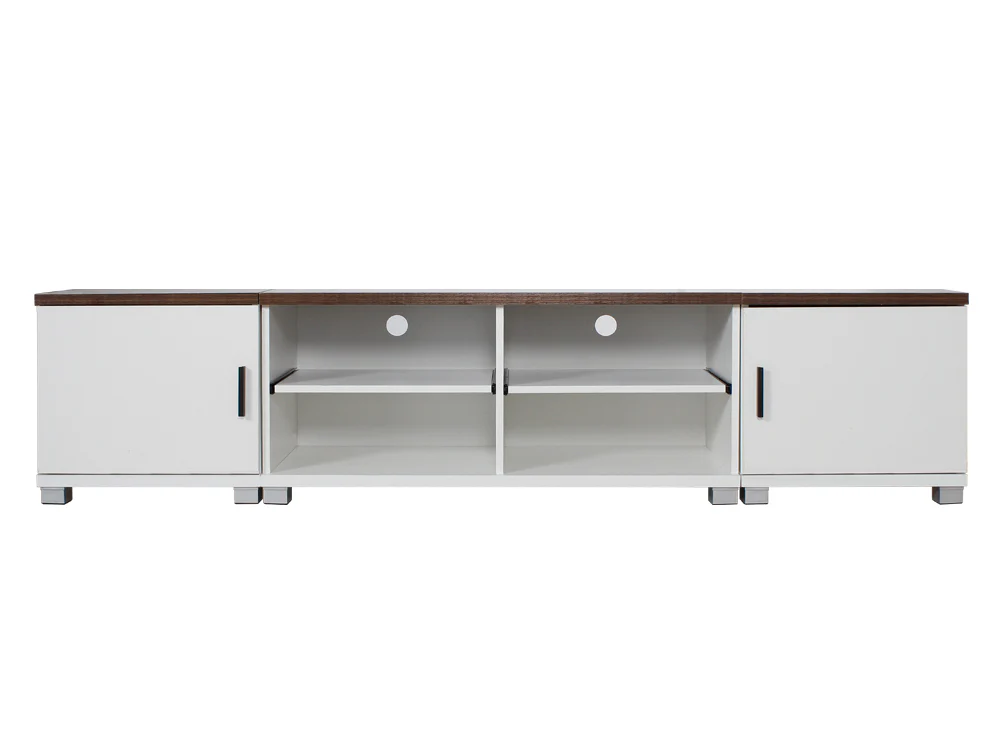 ASTORIA 1.9M Entertainment Unit - WHITE + WALNUT - Image 3