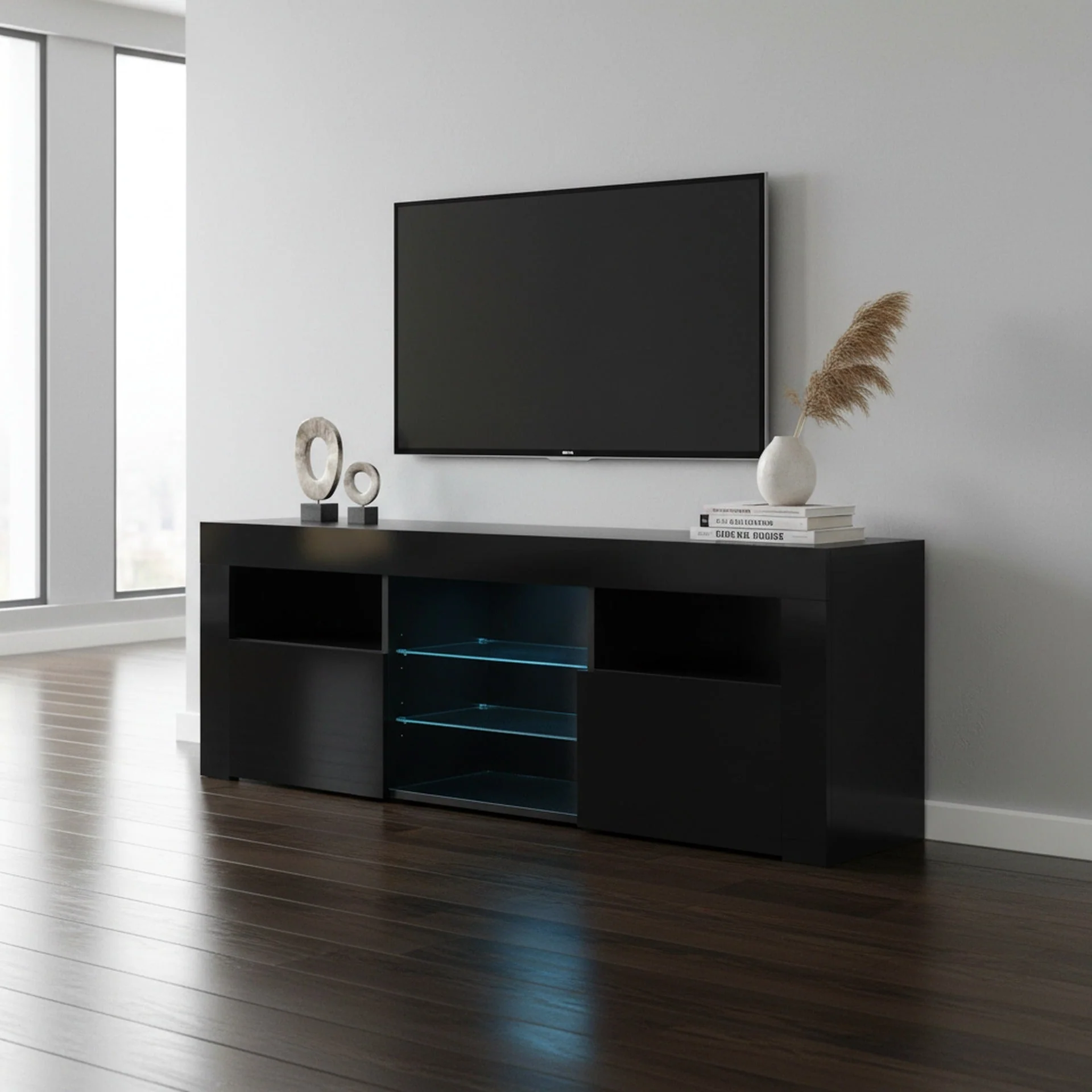 Atka 1.45m LED Entertainment Unit - Black - Image 8