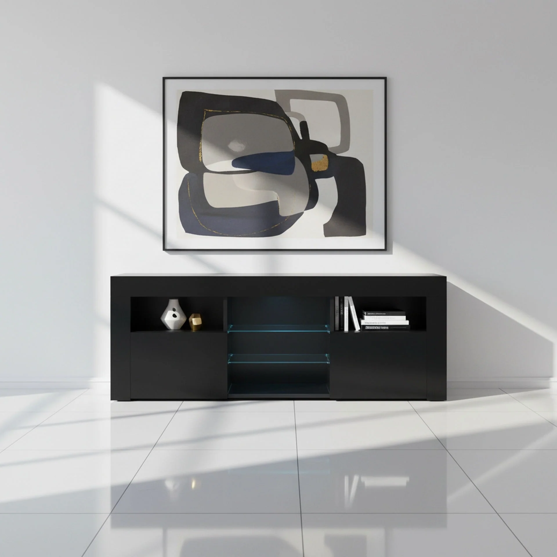 Atka 1.45m LED Entertainment Unit - Black - Image 9